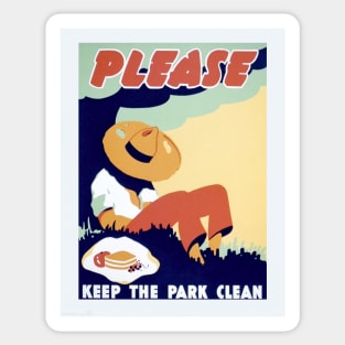 Digitally Restored "Please Keep The Park Clean" WPA Reprint Sticker